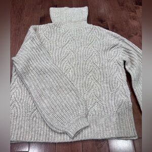 Cozy Cable Knit Turtleneck Sweater - grey